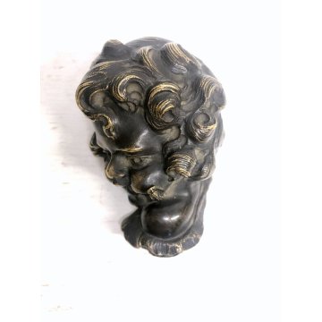 PICCOLA SCULTURA BRONZO PATINA VOLTO BIMBO MOSCA APE ATTR. A. Moreau FERMACARTE