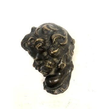 PICCOLA SCULTURA BRONZO PATINA VOLTO BIMBO MOSCA APE ATTR. A. Moreau FERMACARTE