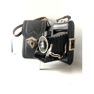 FOLDING CAMERA Clartex FRANCIA Boyer Paris Topaz 1:4,5 F 105 CUSTODIA VINTAGE