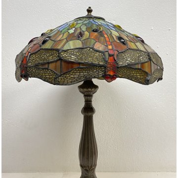 LAMPADA DA TAVOLO STILE TIFFANY FRANCIA META 1900 VETRO FERRO TABLE LAMP LIBERTY