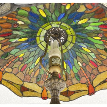 LAMPADA DA TAVOLO STILE TIFFANY FRANCIA META 1900 VETRO FERRO TABLE LAMP LIBERTY