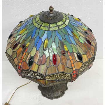 LAMPADA DA TAVOLO STILE TIFFANY FRANCIA META 1900 VETRO FERRO TABLE LAMP LIBERTY