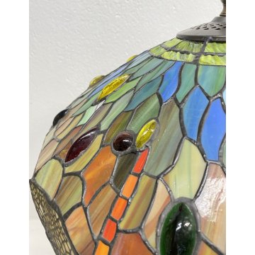 LAMPADA DA TAVOLO STILE TIFFANY FRANCIA META 1900 VETRO FERRO TABLE LAMP LIBERTY