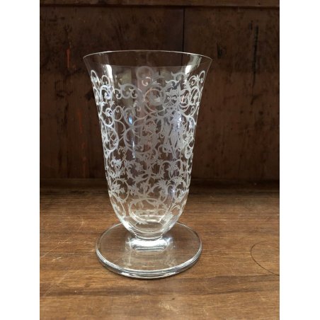 ANTICO GRANDE CALICE TULIPANO CRISTALLO Baccarat DECORO ARABESQUE ø 9,5x15,8cm/h