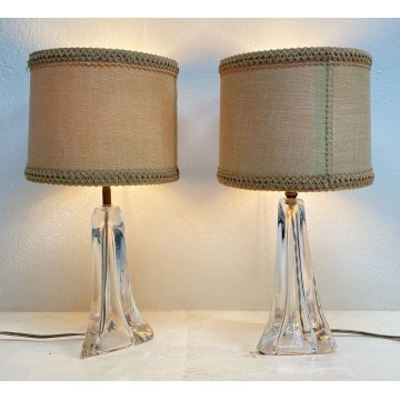 COPPIA ABATJOUR DAUM FRANCE FIRMATA LAMPADA DA TAVOLO DESIGN ANNI 30/40 VETRO