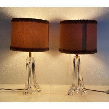 COPPIA ABATJOUR DAUM FRANCE FIRMATA LAMPADA DA TAVOLO DESIGN ANNI 30/40 VETRO