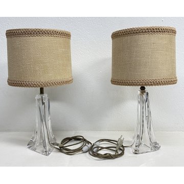 COPPIA ABATJOUR DAUM FRANCE FIRMATA LAMPADA DA TAVOLO DESIGN ANNI 30/40 VETRO