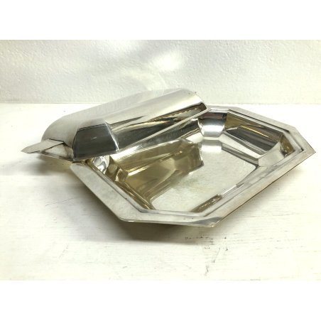 ANTICO PIATTO SERVIZIO con COPERCHIO ART DECO  SILVERPLATED PUNZONE ANNI '40