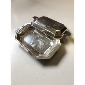 ANTICO PIATTO SERVIZIO con COPERCHIO ART DECO  SILVERPLATED PUNZONE ANNI '40