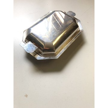 ANTICO PIATTO SERVIZIO con COPERCHIO ART DECO  SILVERPLATED PUNZONE ANNI '40