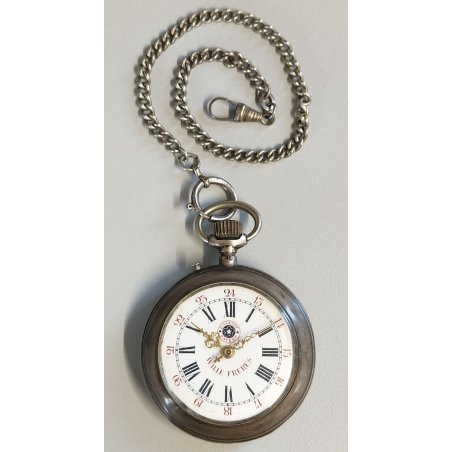 ANTICO OROLOGIO TASCA Roskopf Wille Freres ARGENTO 800 epoca 900 POCKET WATCH
