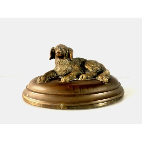 ANTICA SCULTURA TUTTOTONDO STATUA FIGURA ANIMALE PICCOLO BRONZO CANE PRIMO '900