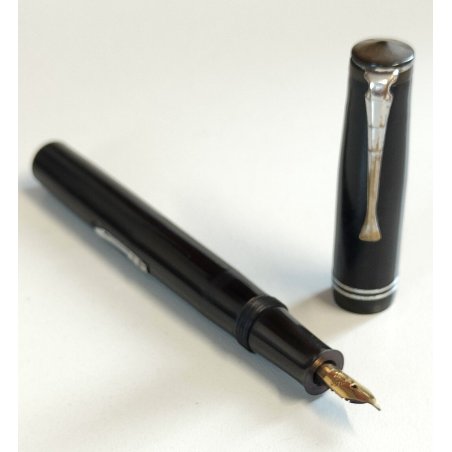 Rara ANTICA PENNA STILOGRAFICA EBANITE Unic CARICA LEVETTA anni 20 nib ORO 18 ct