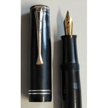 Rara ANTICA PENNA STILOGRAFICA EBANITE Unic CARICA LEVETTA anni 20 nib ORO 18 ct