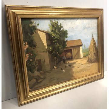 ANTICO QUADRO DIPINTO Gino Romiti PAESAGGIO RURALE AIA COVONI MACCHIAIOLO 1937