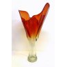 ENORME VASO VINTAGE VETRO Murano ROSSO ARANCIONE SFUMATO TRASPARENTE ANNI '50/60