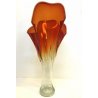 ENORME VASO VINTAGE VETRO Murano ROSSO ARANCIONE SFUMATO TRASPARENTE ANNI '50/60