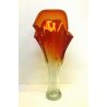ENORME VASO VINTAGE VETRO Murano ROSSO ARANCIONE SFUMATO TRASPARENTE ANNI '50/60