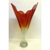 ENORME VASO VINTAGE VETRO Murano ROSSO ARANCIONE SFUMATO TRASPARENTE ANNI '50/60