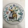 COPPIA PIATTO CEARMICA PARATA Ugo Zaccagnini DECORO SCENA ROMANTIC ø 33 CM '900