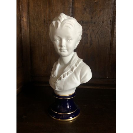 ANTICA SCULTURA CERAMICA Limoges Tharaud BUSTO GIOVANE RAGAZZO
