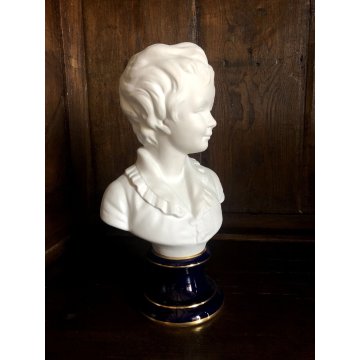 ANTICA SCULTURA CERAMICA Limoges Tharaud BUSTO GIOVANE RAGAZZO