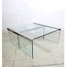 TAVOLINO da CAFFE CRISTALLO ACCIAIO DESIGN MODERNO Gallotti & Radice ITALIA '70s
