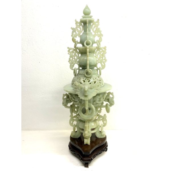 Collana Con Ciondolo - Pendente In Giada Naturale Intagliata A Ma Con Collana Senza Prezzo Di Riserva - Foto 3