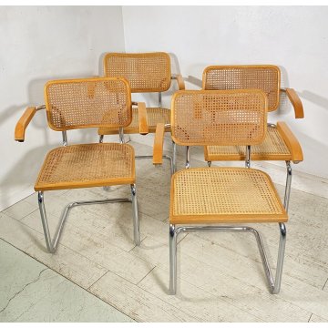 LOTTO 4 SEDIA DESIGN CESCA BRACCIOLI MARCEL BREUER ANNI 70 PAGLIA VIENNA ACCIAIO