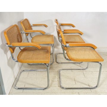 LOTTO 4 SEDIA DESIGN CESCA BRACCIOLI MARCEL BREUER ANNI 70 PAGLIA VIENNA ACCIAIO