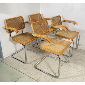 LOTTO 4 SEDIA DESIGN CESCA BRACCIOLI MARCEL BREUER ANNI 70 PAGLIA VIENNA ACCIAIO