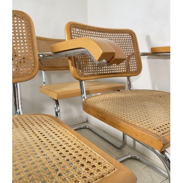 LOTTO 4 SEDIA DESIGN CESCA BRACCIOLI MARCEL BREUER ANNI 70 PAGLIA VIENNA ACCIAIO