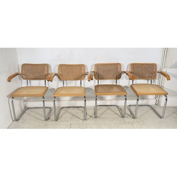 LOTTO 4 SEDIA DESIGN CESCA BRACCIOLI MARCEL BREUER ANNI 70 PAGLIA VIENNA ACCIAIO