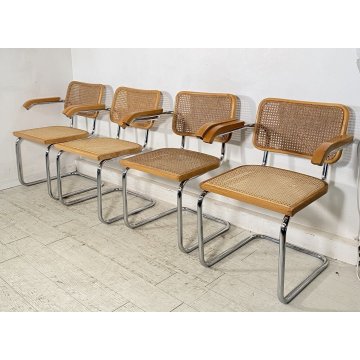 LOTTO 4 SEDIA DESIGN CESCA BRACCIOLI MARCEL BREUER ANNI 70 PAGLIA VIENNA ACCIAIO