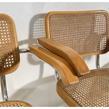 LOTTO 4 SEDIA DESIGN CESCA BRACCIOLI MARCEL BREUER ANNI 70 PAGLIA VIENNA ACCIAIO