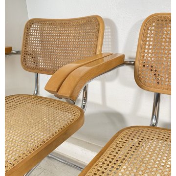 LOTTO 4 SEDIA DESIGN CESCA BRACCIOLI MARCEL BREUER ANNI 70 PAGLIA VIENNA ACCIAIO
