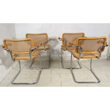 LOTTO 4 SEDIA DESIGN CESCA BRACCIOLI MARCEL BREUER ANNI 70 PAGLIA VIENNA ACCIAIO