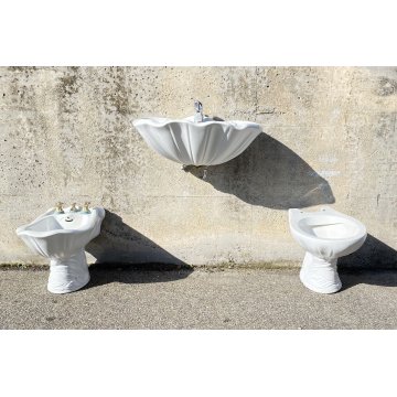 SET SANITARI ANTONIA CAMPI LAVENITE SCI LAVENO MODELLO CONCHIGLIA 1960 CERAMICA