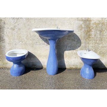 SET SANITARI ANTONIA CAMPI LAVENITE SCI LAVENO 1960 CERAMICA SMALTATA BLU GINORI