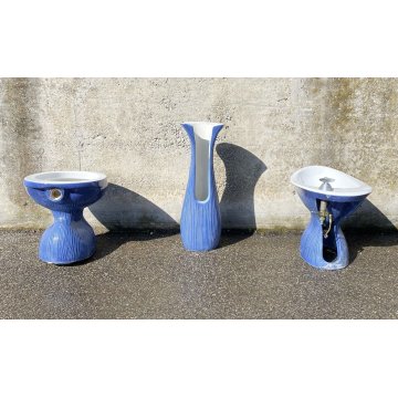 SET SANITARI ANTONIA CAMPI LAVENITE SCI LAVENO 1960 CERAMICA SMALTATA BLU GINORI