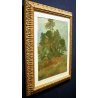 ANTICO QUADRO OLIO SU TELA Anselmi 1951 PAESAGGIO MONTAGNA RADURA ALBERI CORNICE
