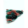 PIATTO ANTIPASTO CERAMICA HC VINTAGE PESCE DECORO ASTICE 3 DIP PLATE BOWL GREEN
