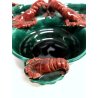 PIATTO ANTIPASTO CERAMICA HC VINTAGE PESCE DECORO ASTICE 3 DIP PLATE BOWL GREEN
