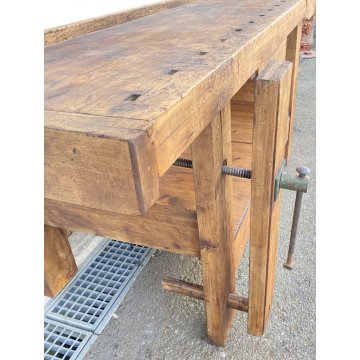 ANTICO TAVOLO FALEGNAME LAVORO LEGNO PIOPPO ABETE PRIMI 1900 UN CASSETTO MORSE