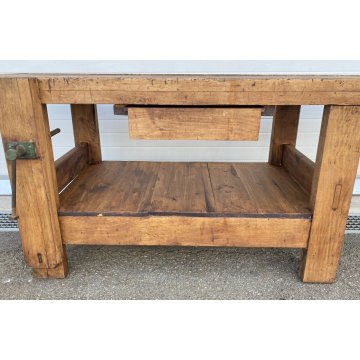 ANTICO TAVOLO FALEGNAME LAVORO LEGNO PIOPPO ABETE PRIMI 1900 UN CASSETTO MORSE