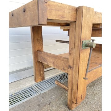 ANTICO TAVOLO FALEGNAME LAVORO LEGNO PIOPPO ABETE PRIMI 1900 UN CASSETTO MORSE