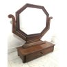ANTICA PSICHE SPECCHIO OTTAGONALE a LIRA BASCULANTE CASSETTO LEGNO NOCE  '800