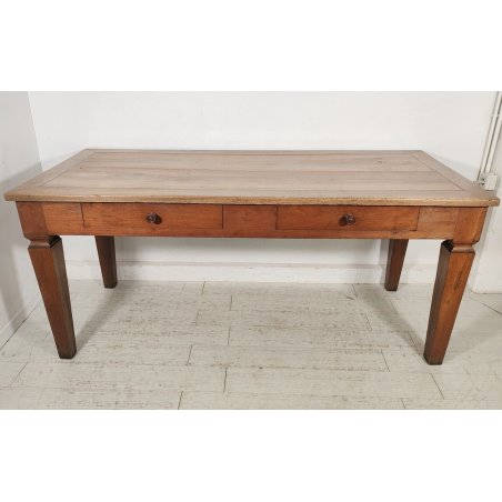 ANTICO TAVOLO 4 cassetti LEGNO NOCE epoca 1800 gamba spillo IMPERO Restaurato
