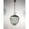 LAMPADARIO SOSPENSIONE VETRO BOEMIA INCAMICIATO OPALINO VERDE DECORO FLOREALE 50
