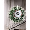 LAMPADARIO SOSPENSIONE VETRO BOEMIA INCAMICIATO OPALINO VERDE DECORO FLOREALE 50